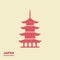 Japan architecture symbol pagoda. Flat vector icon