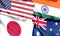 japan,australia,usa and india Quad plus countries flags