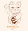 Japan beckoning cat. hand drawing vector illustration