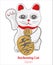 Japan beckoning cat. hand drawing vector illustration