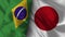 Japan and Brazil Realistic Flag â€“ Fabric Texture Illustration