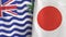 Japan and British Indian Territory two flags textile cloth 3D rendering