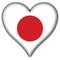 Japan button flag heart shape