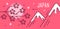 Japan card with moon, Sakura and mountains. Thin line flat design. Vector banner