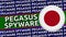 Japan Circular Flag with Pegasus Spyware Titles Illustration