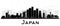 Japan City Skyline Silhouette with Black Buildings Isolated on White