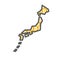 Japan country map with bitcoin crypto currency logo