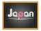 Japan country name and flag color chalk lettering on chalkboard