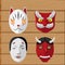 Japan Culture Mask Design Set Vector