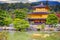 Japan Destinations. Beautiful View of Renowned Golden Pavilion Temple Kinkaku-Ji and Pond with Japanese Garden In Kyoto, Japan