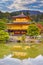 Japan Destinations. Beautiful View of Renowned Golden Pavilion Temple Kinkaku-Ji and Pond with Japanese Garden In Kyoto, Japan