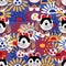 Japan dog Inu Hariko body paint outside seamless pattern