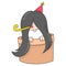 Japan endemic ghost Sadako comes out to celebrate the new year, doodle icon image kawaii