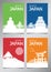 Japan famous landmark and symbol in silhouette style with multi color theme brochure set