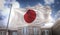 Japan Flag 3D Rendering on Blue Sky Building Background