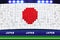 Japan flag card stunts. Japan soccer or football stadium background.