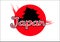 Japan flag with pagoda