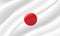 Japan flag of silk. Waving color flag with silk, satin texture