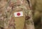 Japan flag on soldiers arm collage