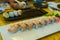 Japan food, Salmon Lava Roll in white plate on focus selective