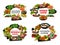 Japan food vector round banners, Japanese meals
