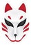 Japan fox kitsune mask on white background