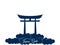Japan gate isolated on white background, torii gate, japanese gate. Torii gate in the clouds. Symbol Japan. Vector