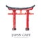 Japan gate on white, torii gate, japanese gate.