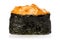 Japan gunkanmaki sushi baked with cheese isolated