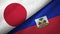 Japan and Haiti two flags textile cloth, fabric texture
