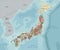 Japan - Highly detailed editable political map with labeling.