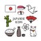 Japan icons. Japanese theme doodle icons