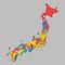 Japan islands country, map puzzle pieces vector