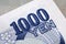 Japan, Japanese money, Yen 1000 bill detail close up