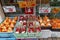 Japan, Kyoto, 04/07/2017. Vegetable counter with price tags in Japanese