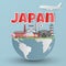 Japan landmark global travel with Himeji castle, Asakuza Sensoji, Sensoji Temple, Itsukushima Shrine and Tokyo Tower