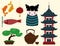 Japan landmark travel vector icons collection culture sign design elements travel time vector illustration