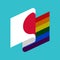 Japan LGBT flag. Japanese Symbol of tolerant. Gay sign rainbow