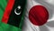 Japan and Libya Realistic Flag â€“ Fabric Texture Illustration