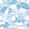 Japan line flower rabbit watercolor stripe cloud seamless pattern