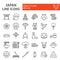 Japan line icon set, japanese food symbols collection, vector sketches, logo illustrations, asian culture signs linear