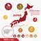 Japan map and flag - highly detailed vector infographic illustration