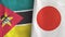 Japan and Mozambique two flags textile cloth 3D rendering