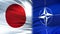 Japan and NATO flags background, diplomatic and economic relations, security