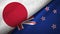 Japan and New Zealand two flags textile cloth, fabric texture