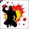 Japan ninja warrior colored simbol design. Karate emblem.