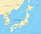 Japan, North Korea And South Korea Political Map