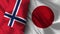 Japan and Norway Realistic Flag â€“ Fabric Texture Illustration