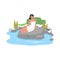 Japan onsen, woman in towel relax in spring bath