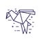 Japan Origami Paper Crane Icon in Line Art